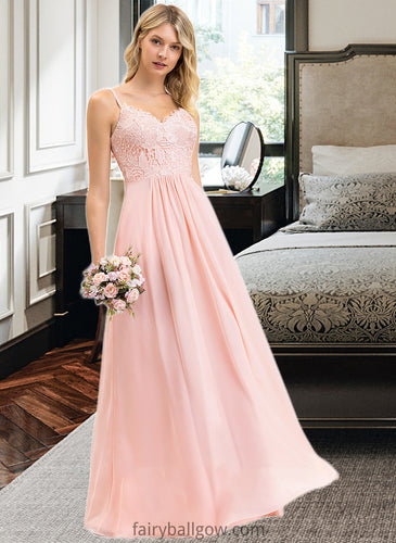 Savanah A-Line Sweetheart Floor-Length Chiffon Lace Bridesmaid Dress XXCP0013248