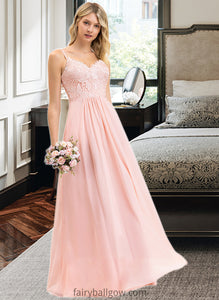 Savanah A-Line Sweetheart Floor-Length Chiffon Lace Bridesmaid Dress XXCP0013248