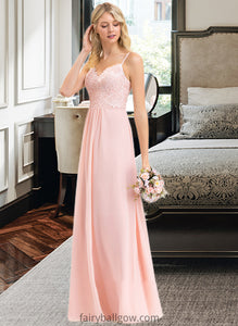 Savanah A-Line Sweetheart Floor-Length Chiffon Lace Bridesmaid Dress XXCP0013248