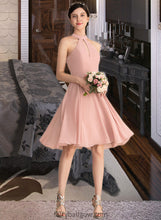 Load image into Gallery viewer, Josephine A-Line Scoop Neck Knee-Length Chiffon Bridesmaid Dress With Lace Pockets XXCP0013249