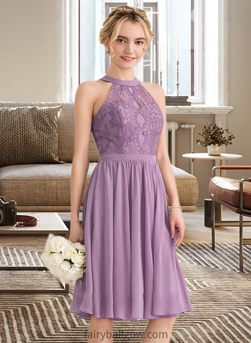 Katrina A-Line Scoop Neck Knee-Length Chiffon Lace Bridesmaid Dress XXCP0013250