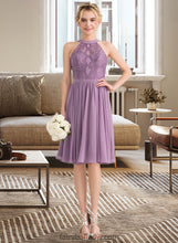 Load image into Gallery viewer, Katrina A-Line Scoop Neck Knee-Length Chiffon Lace Bridesmaid Dress XXCP0013250