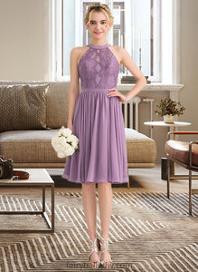 Katrina A-Line Scoop Neck Knee-Length Chiffon Lace Bridesmaid Dress XXCP0013250