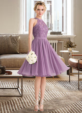 Load image into Gallery viewer, Katrina A-Line Scoop Neck Knee-Length Chiffon Lace Bridesmaid Dress XXCP0013250