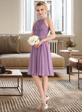 Load image into Gallery viewer, Katrina A-Line Scoop Neck Knee-Length Chiffon Lace Bridesmaid Dress XXCP0013250