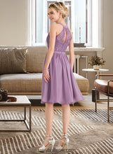 Load image into Gallery viewer, Katrina A-Line Scoop Neck Knee-Length Chiffon Lace Bridesmaid Dress XXCP0013250