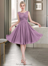 Load image into Gallery viewer, Casey A-Line Square Neckline Knee-Length Chiffon Lace Bridesmaid Dress XXCP0013252