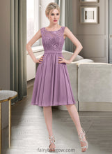 Load image into Gallery viewer, Casey A-Line Square Neckline Knee-Length Chiffon Lace Bridesmaid Dress XXCP0013252