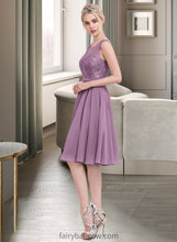 Load image into Gallery viewer, Casey A-Line Square Neckline Knee-Length Chiffon Lace Bridesmaid Dress XXCP0013252