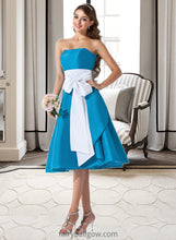 Load image into Gallery viewer, Jamya A-Line Sweetheart Knee-Length Taffeta Bridesmaid Dress With Sash Bow(s) XXCP0013253