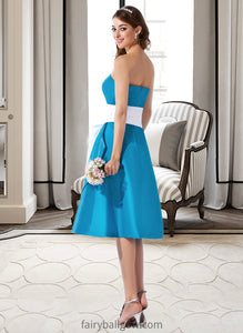 Jamya A-Line Sweetheart Knee-Length Taffeta Bridesmaid Dress With Sash Bow(s) XXCP0013253