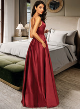 Load image into Gallery viewer, Gladys A-LineV-neckFloor-LengthSatinBridesmaidDressWithPockets#251382 XXCP0013256