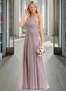 Alejandra Empire Halter Floor-Length Chiffon Bridesmaid Dress With Ruffle Bow(s) XXCP0013258