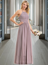 Load image into Gallery viewer, Alejandra Empire Halter Floor-Length Chiffon Bridesmaid Dress With Ruffle Bow(s) XXCP0013258