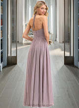 Load image into Gallery viewer, Alejandra Empire Halter Floor-Length Chiffon Bridesmaid Dress With Ruffle Bow(s) XXCP0013258