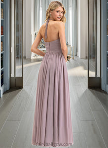 Alejandra Empire Halter Floor-Length Chiffon Bridesmaid Dress With Ruffle Bow(s) XXCP0013258