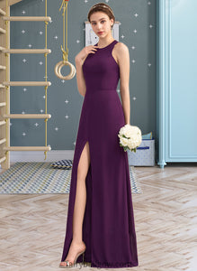 Rayna A-Line Scoop Neck Floor-Length Chiffon Bridesmaid Dress With Split Front XXCP0013260