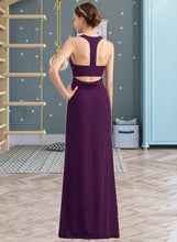 Load image into Gallery viewer, Rayna A-Line Scoop Neck Floor-Length Chiffon Bridesmaid Dress With Split Front XXCP0013260