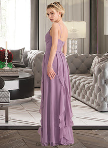 Brynn A-Line V-neck Floor-Length Chiffon Bridesmaid Dress With Cascading Ruffles XXCP0013261