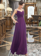 Load image into Gallery viewer, Cameron A-Line V-neck Floor-Length Bridesmaid Dress With Pockets XXCP0013263