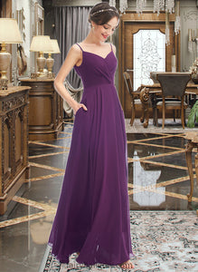 Cameron A-Line V-neck Floor-Length Bridesmaid Dress With Pockets XXCP0013263