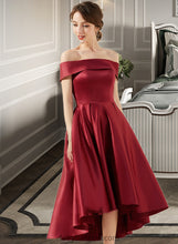 Load image into Gallery viewer, Daniella A-Line Off-the-Shoulder Asymmetrical Satin Bridesmaid Dress With Pockets XXCP0013264