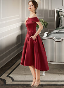 Daniella A-Line Off-the-Shoulder Asymmetrical Satin Bridesmaid Dress With Pockets XXCP0013264