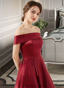 Daniella A-Line Off-the-Shoulder Asymmetrical Satin Bridesmaid Dress With Pockets XXCP0013264