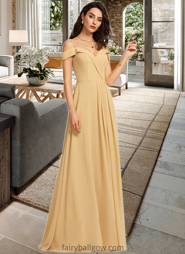 Marely A-Line V-neck Floor-Length Bridesmaid Dress XXCP0013265