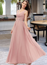 Load image into Gallery viewer, Amanda A-Line V-neck Floor-Length Chiffon Bridesmaid Dress With Ruffle XXCP0013266