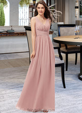 Load image into Gallery viewer, Amanda A-Line V-neck Floor-Length Chiffon Bridesmaid Dress With Ruffle XXCP0013266