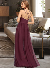 Load image into Gallery viewer, Catherine A-Line V-neck Floor-Length Chiffon Lace Bridesmaid Dress XXCP0013268