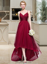 Load image into Gallery viewer, Thelma A-Line V-neck Asymmetrical Tulle Bridesmaid Dress XXCP0013270