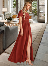 Load image into Gallery viewer, Ayanna A-Line High Neck Floor-Length Bridesmaid Dress With Ruffle Split Front XXCP0013271