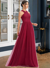 Load image into Gallery viewer, Angeline A-Line Halter Floor-Length Bridesmaid Dress With Ruffle XXCP0013274