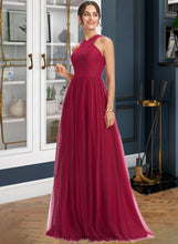 Load image into Gallery viewer, Angeline A-Line Halter Floor-Length Bridesmaid Dress With Ruffle XXCP0013274