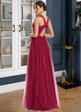 Load image into Gallery viewer, Angeline A-Line Halter Floor-Length Bridesmaid Dress With Ruffle XXCP0013274