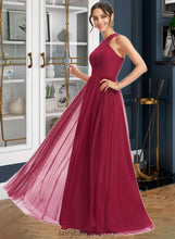 Load image into Gallery viewer, Angeline A-Line Halter Floor-Length Bridesmaid Dress With Ruffle XXCP0013274