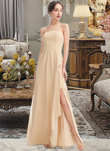 Rita A-Line Square Neckline Floor-Length Bridesmaid Dress With Split Front XXCP0013275