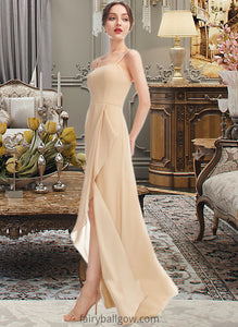 Rita A-Line Square Neckline Floor-Length Bridesmaid Dress With Split Front XXCP0013275