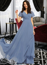 Load image into Gallery viewer, Gertrude A-Line V-neck Floor-Length Bridesmaid Dress With Lace XXCP0013278