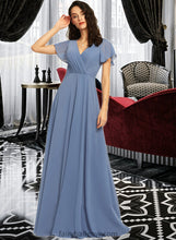 Load image into Gallery viewer, Gertrude A-Line V-neck Floor-Length Bridesmaid Dress With Lace XXCP0013278