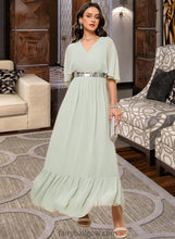 Load image into Gallery viewer, Elisa A-LineV-neckAnkle-LengthBridesmaidDressWithSequins#273659 XXCP0013282