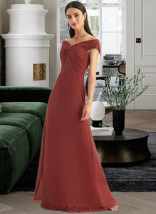 Reina Sheath/Column Off-the-Shoulder Floor-Length Bridesmaid Dress With Ruffle XXCP0013284