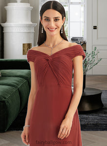 Reina Sheath/Column Off-the-Shoulder Floor-Length Bridesmaid Dress With Ruffle XXCP0013284