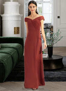 Reina Sheath/Column Off-the-Shoulder Floor-Length Bridesmaid Dress With Ruffle XXCP0013284