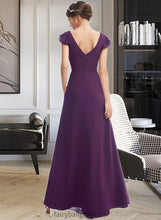 Load image into Gallery viewer, Ansley A-Line V-neck Floor-Length Bridesmaid Dress With Ruffle Pockets XXCP0013285