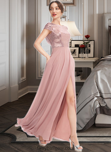 Hillary A-Line Scoop Neck Floor-Length Bridesmaid Dress With Sequins Split Front XXCP0013286