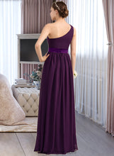 Load image into Gallery viewer, Cameron A-Line/Princess One-Shoulder Floor-Length Chiffon Charmeuse Bridesmaid Dress With Ruffle Split Front XXCP0013288