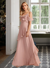 Load image into Gallery viewer, Aliyah A-Line V-neck Floor-Length Bridesmaid Dress With Ruffle XXCP0013289